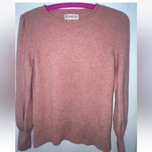 Nanette Lepore 2-Ply Cashmere Sweater Womens Small Pink Puff Sleeve Pullover - Picture 1 of 7